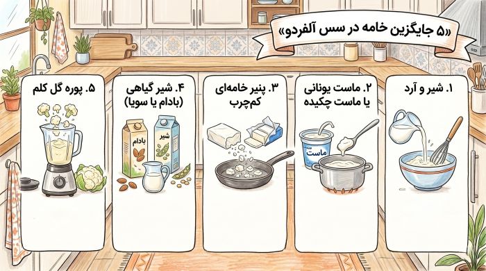 جایگزین‌های خامه در سس آلفردو