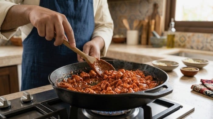 مایه ماکارونی مرغ و هویج آماده شده