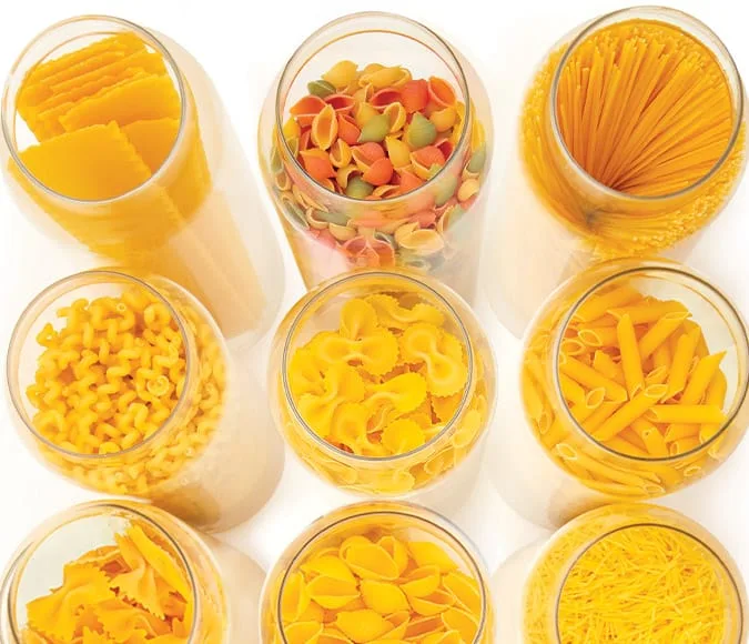 چند نمونه از انواع پاستا در یک قاب