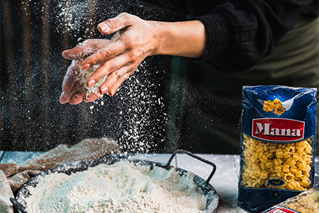 The process of making fresh pasta dough