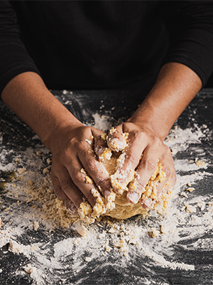 Steps of making fresh pasta dough