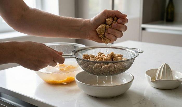 گرفتن آب سویا پس از خسیاندن در شیر یا آب نارنج