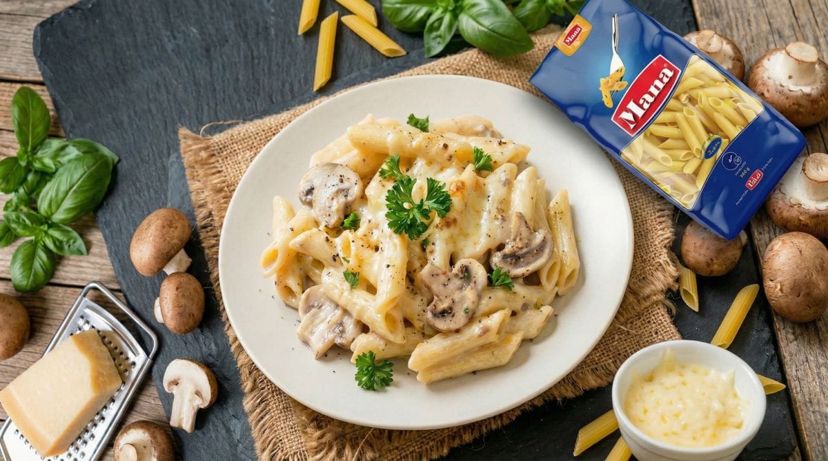 طرز تهیه پاستای پنه آلفردو با پنیر پیتزا