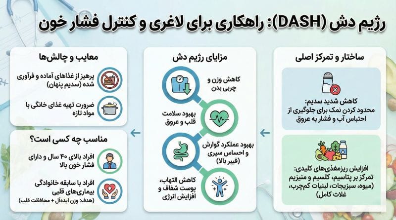 اینفوگرافیک رژیم لاغری دش در یک نگاه