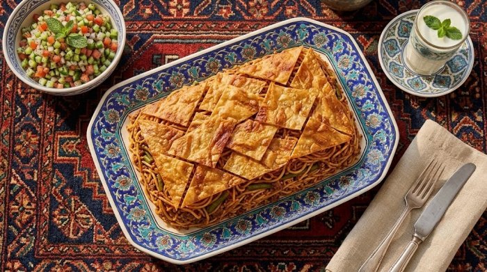 Persian Macaroni with Lavash Tahdiq