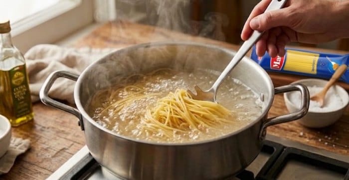 پختن ماکارونی با آب جوش و نمک
